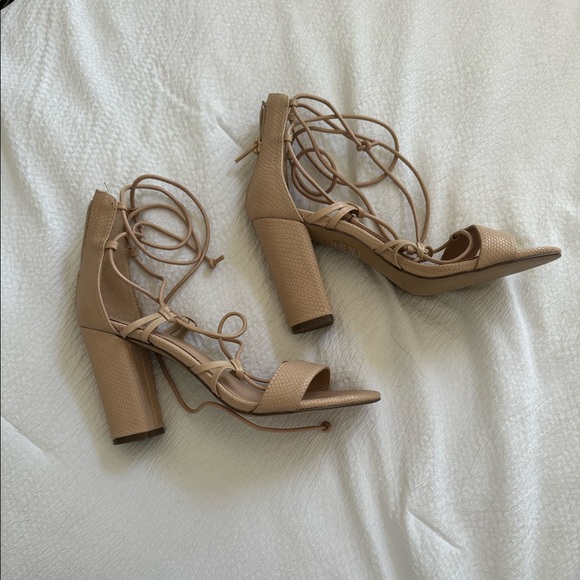 New Lace Up Nude Heels - Picture 3 of 3